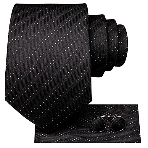 Image of Hi-Tie Silk Ties for Men Plaid Paisley Striped Necktie Pocket Square Cufflinks Set Formal Business