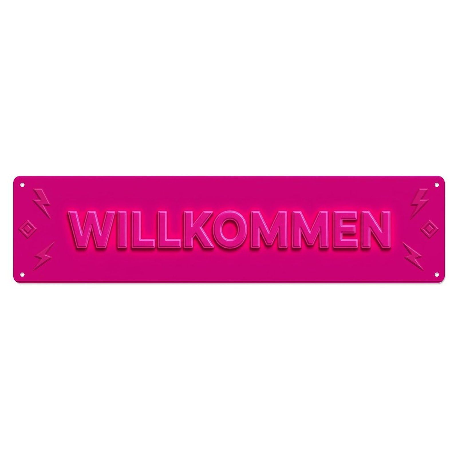 Fuchsia Magenta Bold Electric Welcome Metal Tin Sign