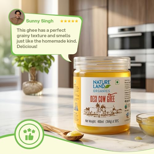 Image of Natureland Organics Premium Cow Ghee 400 Ml - 100% Organic Indian Desi Cow Ghee