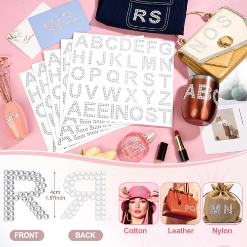 Image of 170 Pieces Rhinestone Letters Stickers 5 Sheets Glitter Self Adhesive Diamond Alphabet Sticker 1.57'' Silver Bling Crystal Letter Sticker Gemstone Border Stickers for DIY Craft Decor Clothes Bags Hats