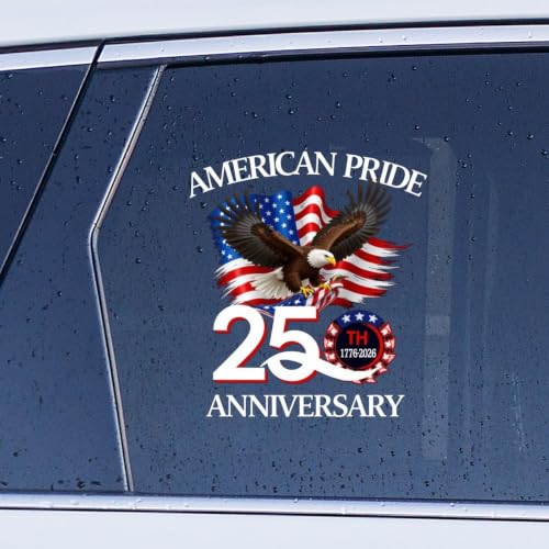 Image of 2pcs USA Eagle 250th Anniversary Semiquincentennial 1776-2026 | Car Window Decal Patriotic Vinyl God Bless America Decals for Cars, Tumblers, Helmets, Laptops 10 inch