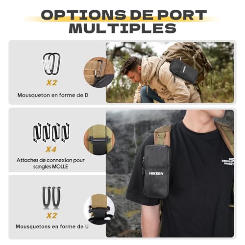 Hikeen X-Pac Sacoche Tactique Multifonction avec Mousqueton: Poche Molle Imperméable Unisexe, Pochette Ceinture EDC pour Randonnée, Chasse et Camping – vue 4