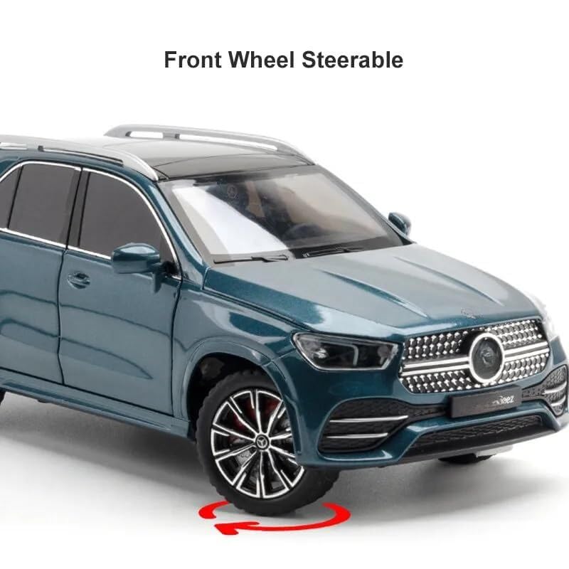 Image of Scale Exclusive Alloy Metal Pull Back | Die-cast Car Model with Sound Light Mini Auto Toy for Kids Metal Model Toy Car with Sound and Light (1.24 Scale M-Benz GLE 350-BLUE)