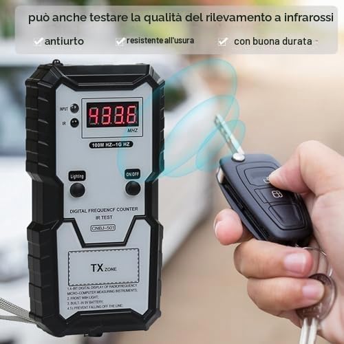Tester di Frequenza per Chiavi Remote 100M HZ a 1G HZ - Infrarossi, Portachiavi Con Display Digitale Ad Alta Precisione