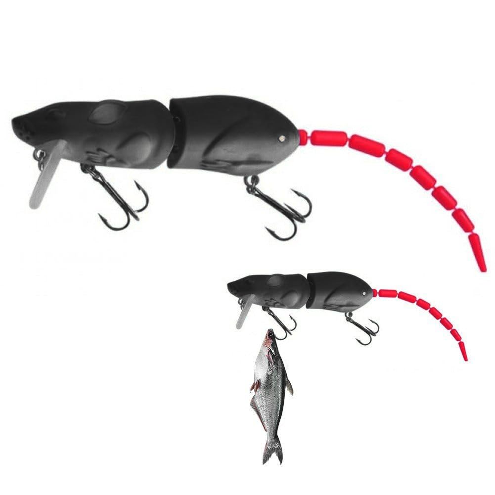Zghhc 15.5g Topwater Rat Fishing Lure Multi-section Mouse Lure Artificial Bait Rat Minnow Lure Fishing Mouse Lures