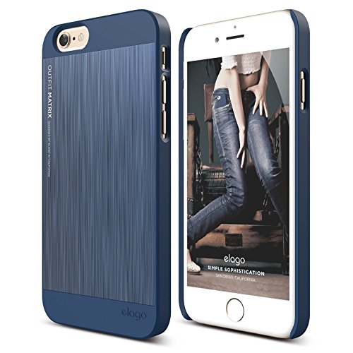 iPhone 6S Case, elago® [Outift Matrix][Jean Indigo] - [Premium Hybrid Construction][Brushed Aluminum][Spark Design Award] - for iPhone 6/6S