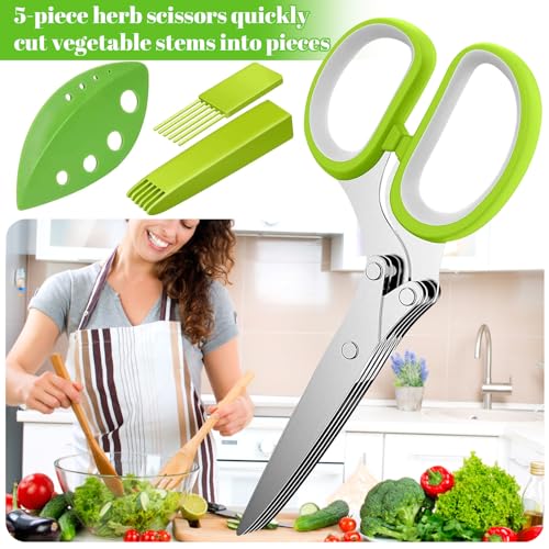 Kräuterschere Soundzero 4 Stück Edelstahl Küchenschere mit 5 Klingen