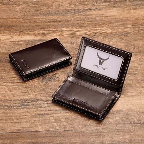 Image of HISCOW Business Card Holder with Large Compartment - Full Grain Leather