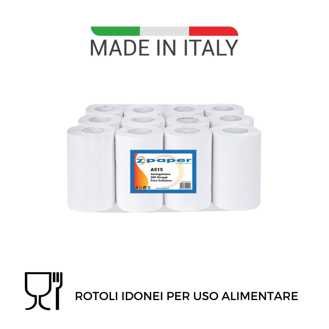 Asciugamani Di Carta ZPAPER - 12 Rotoli Da 200 Strappi, Pura Cellulosa, 2 Veli, Ideali Per Casa E Ufficio - Foto 9
