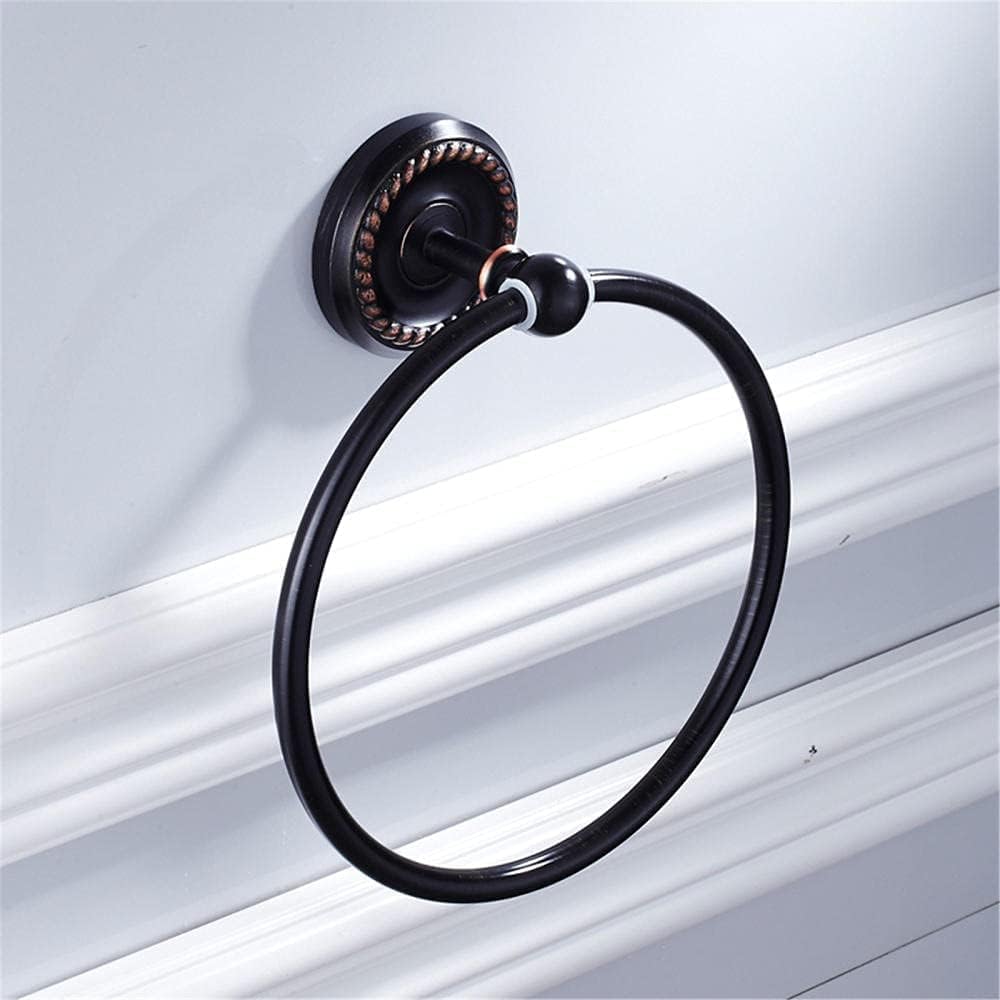 Towel Holder Black Towel Holder Towel Ring Round Wall Mounted Towel Rack Towel Shelf Stainless Steel Bathroom Space Aluminum Thickened Towel Rack