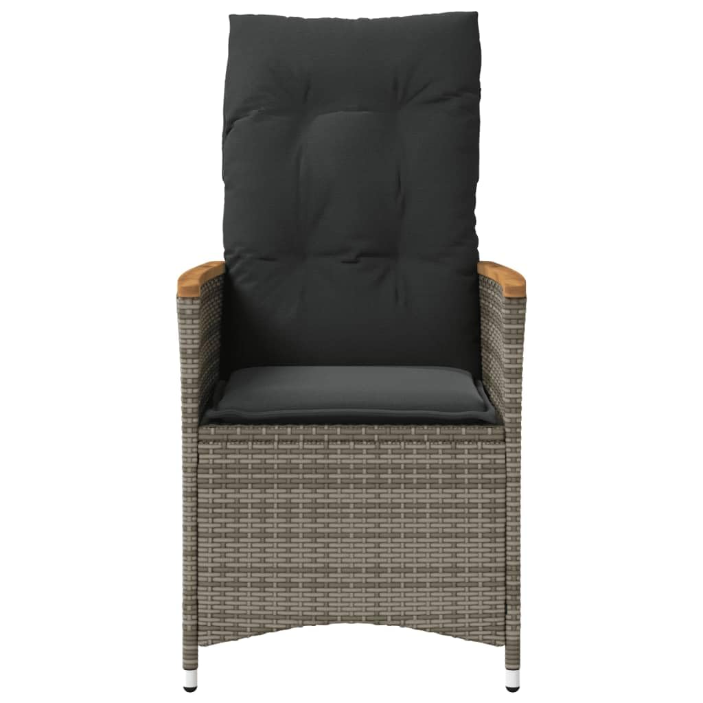 Poltrona reclinabile da giardino con cuscini in rattan sintetico grigio sedie da esterno resistente alle intemperie, poltrone per terrazze, mobili da giardino