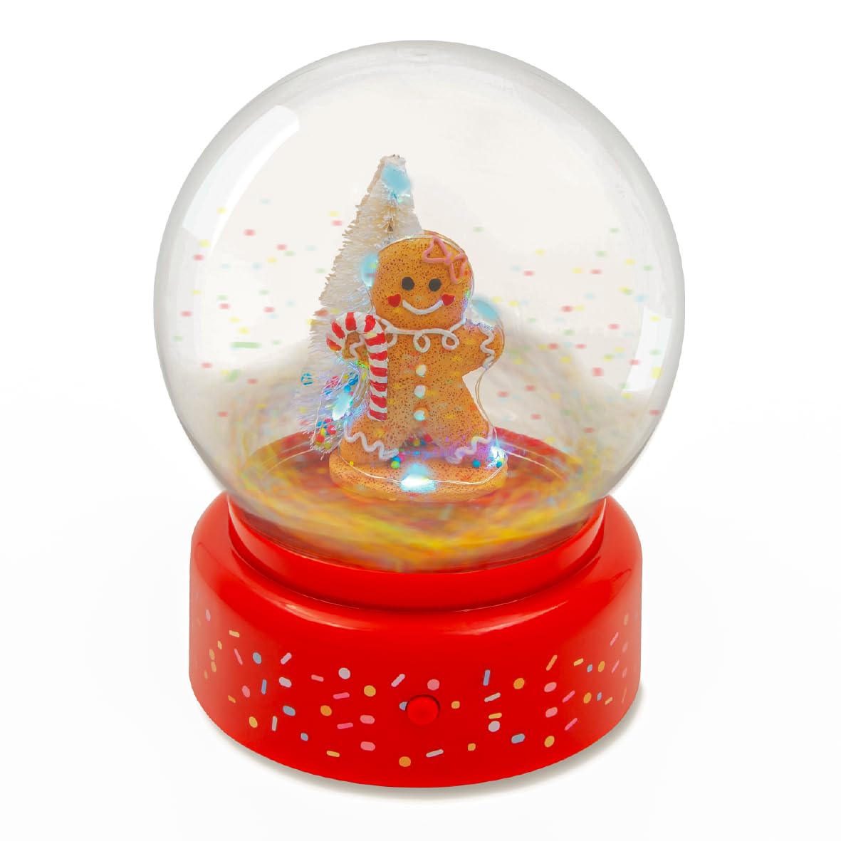  - Christmas Snow Globe Gingerbread Man Musical Led Light Battery Operated Xmas