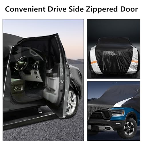 Image of Truck Cover Waterproof All Weather, 210D Oxford Cloth 10 Layers Full Truck Cover for Snow Sun Rain Protection, Truck Cover Fit for Ford F150 Chevrolet Silverado Dodge Ram 1500