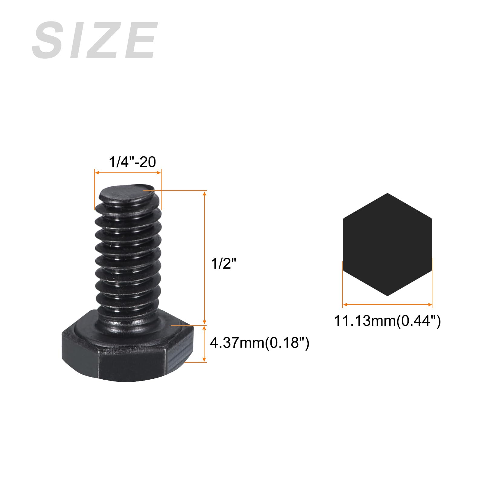 METALLIXITY Hex Head Bolts (1/4-20 x 1/2") 10Pcs, 304 Stainless Steel 18-8, Fully Threaded, External Hex Drive - Image 2