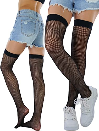 Image of ToBeInStyle Women's Diamond Large and Fine Fence Net Fishnet Nylon Thigh High