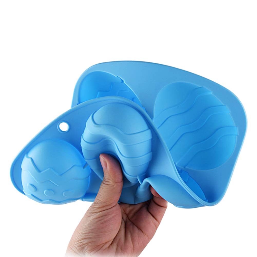 Juego de 4 moldes de silicona con 6 cavidades en forma de huevo de Pascua para hornear pasteles y chocolates, para hacer jabón, pasteles, magdalenas, cubitos de hielo, pudín de galletas