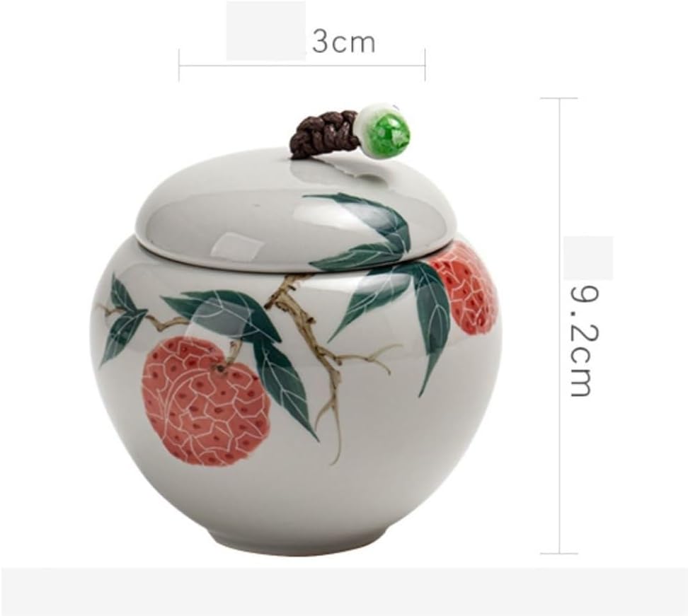 Tea Tin Hand Painted Sealed Tea Canister Small Portable Ceramic Travel Storage Container Container(Pink)