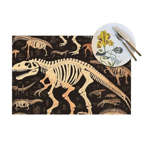 Sets de table motif squelette de dinosaure en maille PVC durable et robuste
