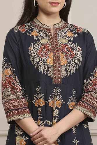 Image of Biba Printed Cotton Kalidar Casual Kurta With Palazzos