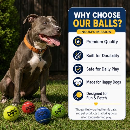 INSUM Tennis Balls for Dogs, 12 Pack Colorful Dog Toys Balls - Image 5