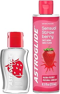 Water-Based Strawberry Flavored Personal Lubricant Bundle – 2.5oz Travel Size & 8.5oz Large Bottle