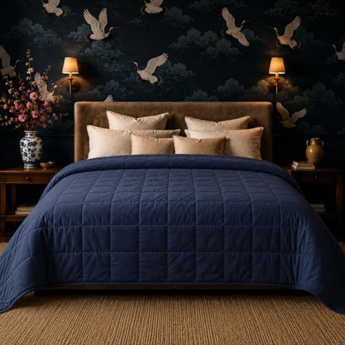 Image of HomeSmart 30 lbs Weighted Blanket Queen Size - Medium Pressure Blanket - Premium Ultra Soft, 30 Pounds, Navy