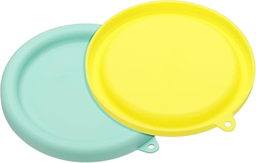 Miniatura 10 de uxcell 2 tapas de silicona para tazones de vidrio para máquina de helados, refrigerador, lavavajillas y microondas, color amarillo/blanco Amarillo,