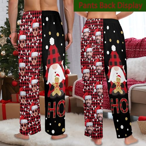 D-Story Custom Face Christmas Pajama Bottoms Men Women Personalized Sleepwear Pants Xmas Party Gift for Couple Family Friend3