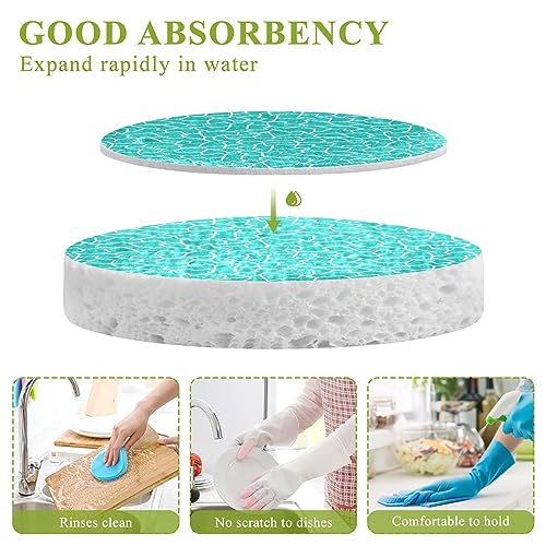 Image of Vintage Turquoise Green Kitchen Sponges Cleaning Dish Sponges Non-Scratch Natural Scrubber Sponge for Kitchen Bathroom Cars, pack of 3