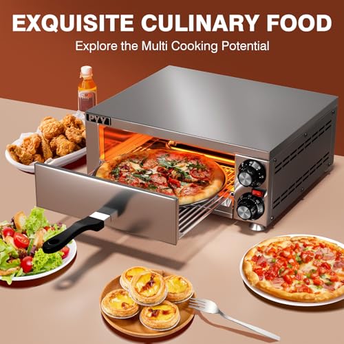 Image of PYY Electric Pizza Oven Indoor Countertop Pizza Oven Commercial Pizza Maker Machine for Home with Timer Stainless Steel Pizza Cooker,Gery