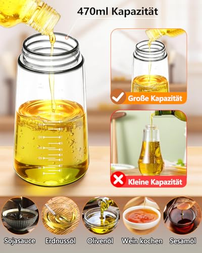 MRUN BONE 2 in 1 Ölsprüher für Speiseöl, Sprühflasche Öl, 470ML Cooking Oil Sprayer, Ölausgießer für Heißluftfritteuse, Sprühöl… – Ansicht 4