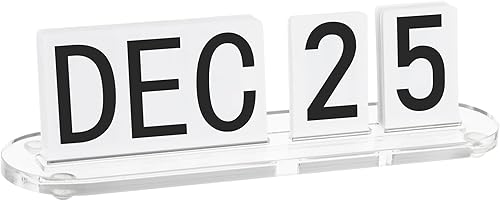 Mini calendario de escritorio perpetuo acrílico para escritorio, calendario diario de escritorio con fecha de mes de acrílico bloques de