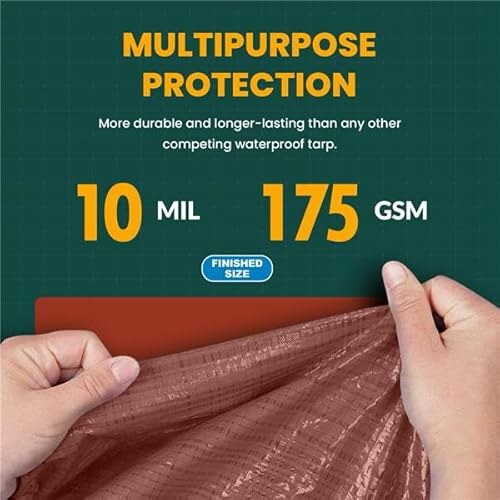 image for Trademark Supplies Large Waterproof Tarp - Heavy Duty 10 Mil Thick Pol