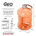 Geo Sports Bottles 1 Gallon BPA Free Reusable Leakproof Sports Water Bottle Jug with Handle Includes 48mm Stainless Steel Lid (Orange)