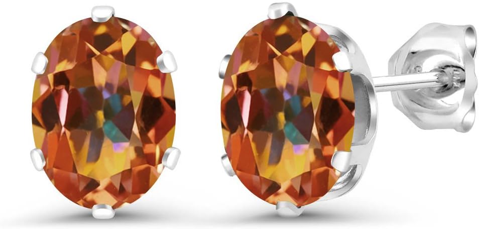 Gem Stone King 925 Sterling Silver Gemstone Birthstone 6-Prongs Stud Earrings for Women and Men | Oval 8X6MM | Fine Jewelry for Everyday Wear Anniversary Her Him