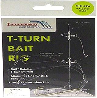 Thundermist Lure Company Bass Walleye Trout & Pike T-Turn Bait Rig, Clear