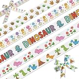 NUVCELKA Dinosaur Ribbon 5/8' Grosgrain Set - 5 Theme Patterns, 3 Yards Each - Ocean Autumn Design for Birthday Party Decorations, Crafts & Gift Wrapping Supplies