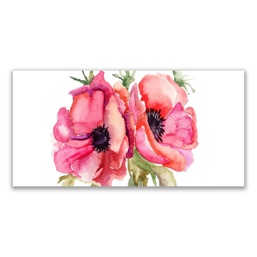 Tableau en verre trempé fleurs aquarelle 120x60cm pour décoration murale