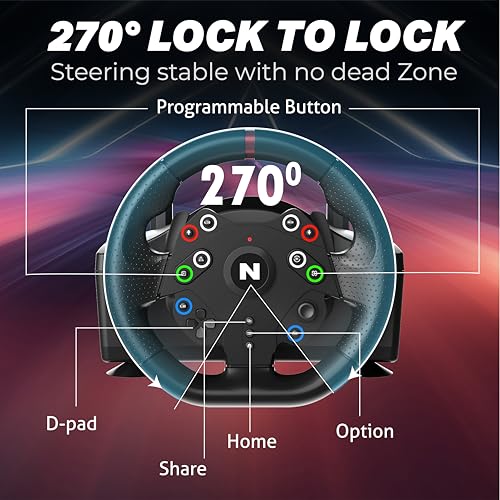 Image of Nitho V23 PRO Gaming Steering Wheel for PC, PS4, PS3, Xbox Series X /S, Xbox One, Switch | 270 Racing Wheel with Pedal Set and Manual Gear Shifter, Zero Dead Zone Drive Simulator for Driving Games
