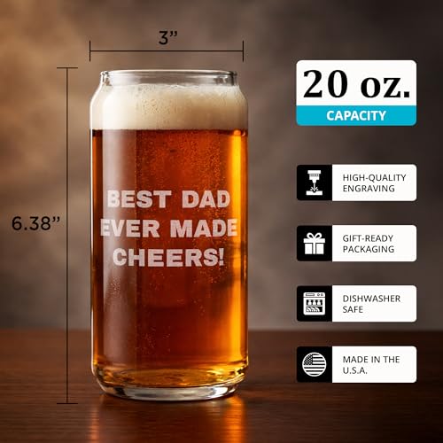 Image of Personalized Beer Glass for Men - 20 oz Custom Beer Glass (3 Line Text) - Engraved Pint Glasses - Custom Glass Cup - Gift Ready Box - Groomsmen, Father's Day, Birthday Gift