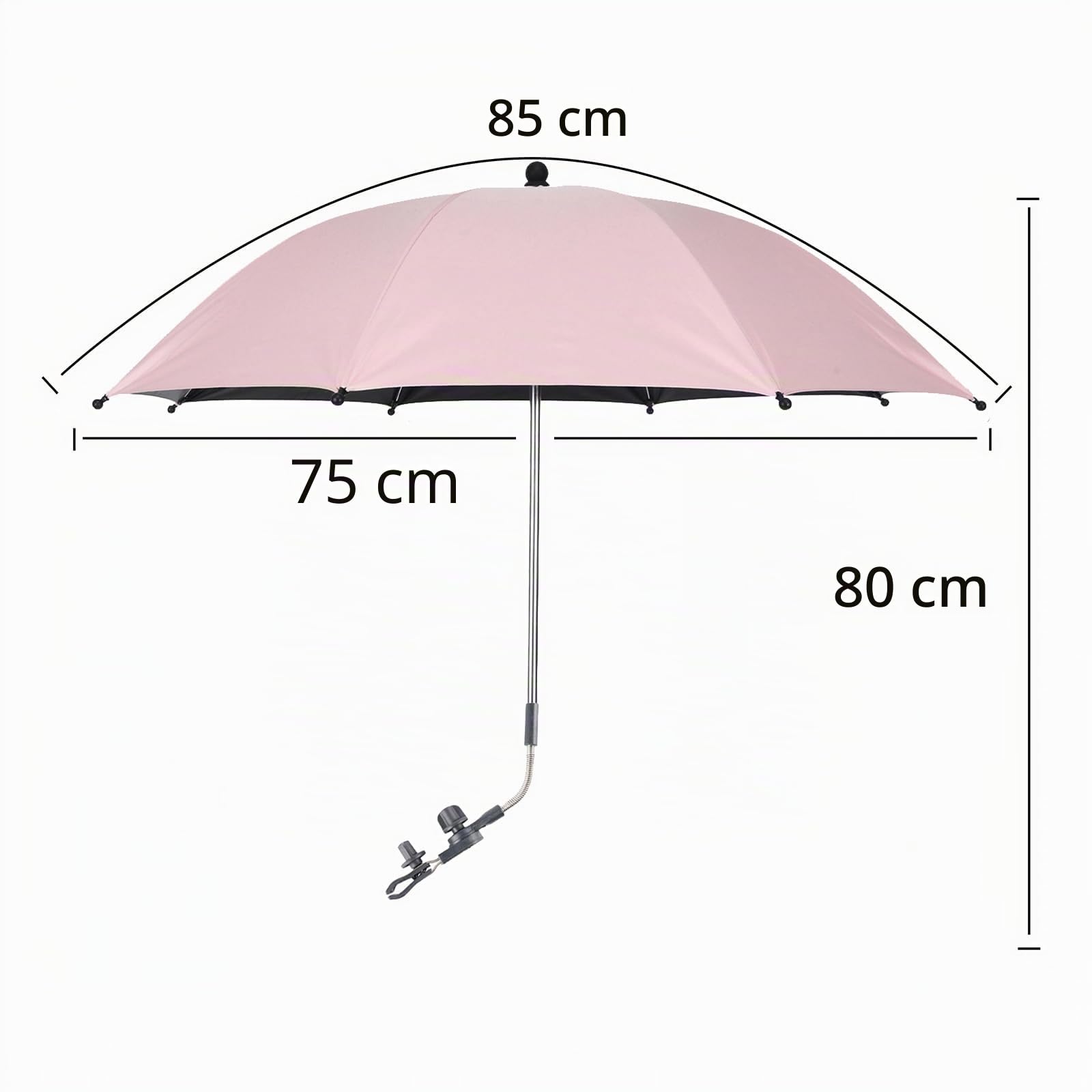 Parapluie de Poussette Réglable Avec Pince universelle,Ombrelles UPF 50 +,Pour Chariot Enfants (Rose)