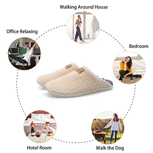 Fuzzy House Slippers For Women Men Indoor Closed Back Lightweight Cozy Faux Furry Lining Barefoot House Shoes Slipper Socks For Bedroom Home Office Yoga Outdoor Walking Shoes 6.5-7.5 Women/5-5.5 Men #TOP4