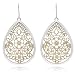 Bohemian Gold & Silver Two Tone Floral Filigree Big Tear Drop Earrings