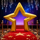 10Ft Christmas Inflatable Star Arch, Movie Night Activity Decorations Golden Star Opening Yards Decors,Apply to Xmas Carnival Birthday Parties Holiday Family Gathering Thanksgiving Day New Year