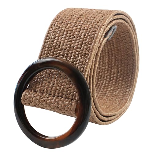 Straw Woven Elastic Belt for Women Wide Stretch Waist Belts