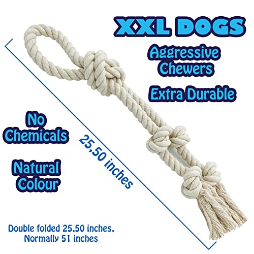 Barida Pet Tough Dog Rope Toy For Aggressive Chewers. Extra Large Dog Pull Rope, 100% Natural Cotton Rope, Tug Toy For Dogs #TOP2