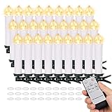 FREEPOWER 30PCS Flameless LED Taper Candles Battery Operated Christmas Tree Candle Lights With Remote Timer, Flickering Flame Mini Clip on Candles For Christmas Trees Garden Parties Home Decor (White)