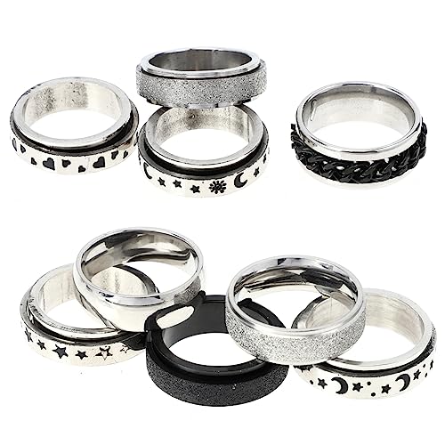 TEMPNAP 12Piezas Anillos de Inoxidable Ajustables Joyería de Resistente y Duradera y Queridos