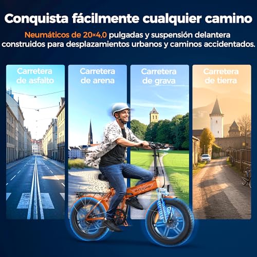 Miniatura 6 de Engwe Bicicleta Eléctrica Plegable, 48v 13ah Batería Extraíble, Autonomía De 50-120 Km E-Bike 20 4.0 Fat Tire 7-Velocidad E-Bike Para Cualquier Terreno Ep-2 Boost, Negro