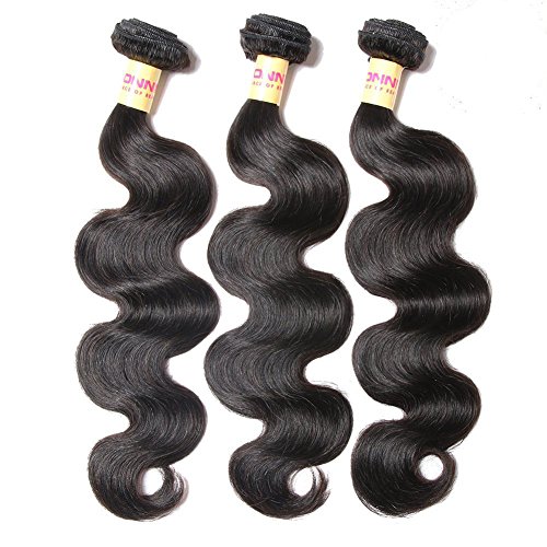 Connie Hair Brazilian Virgin Hair Body Wave 3 Bundles Unprocessed Human Weave Weft Mixed Length(18 20 22) Natural Black Total 300g